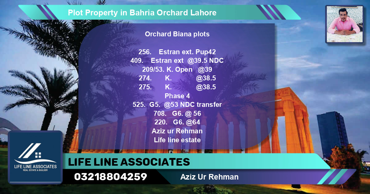 Residential Plot for Sale in Bahria Orchard, Lahore - (BP-67299)