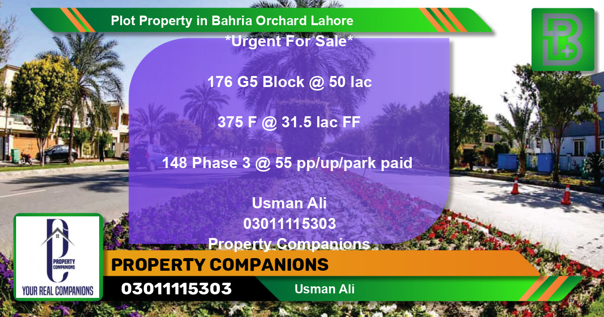 Residential Plot for Sale in Bahria Orchard, Lahore - (BP-67358)
