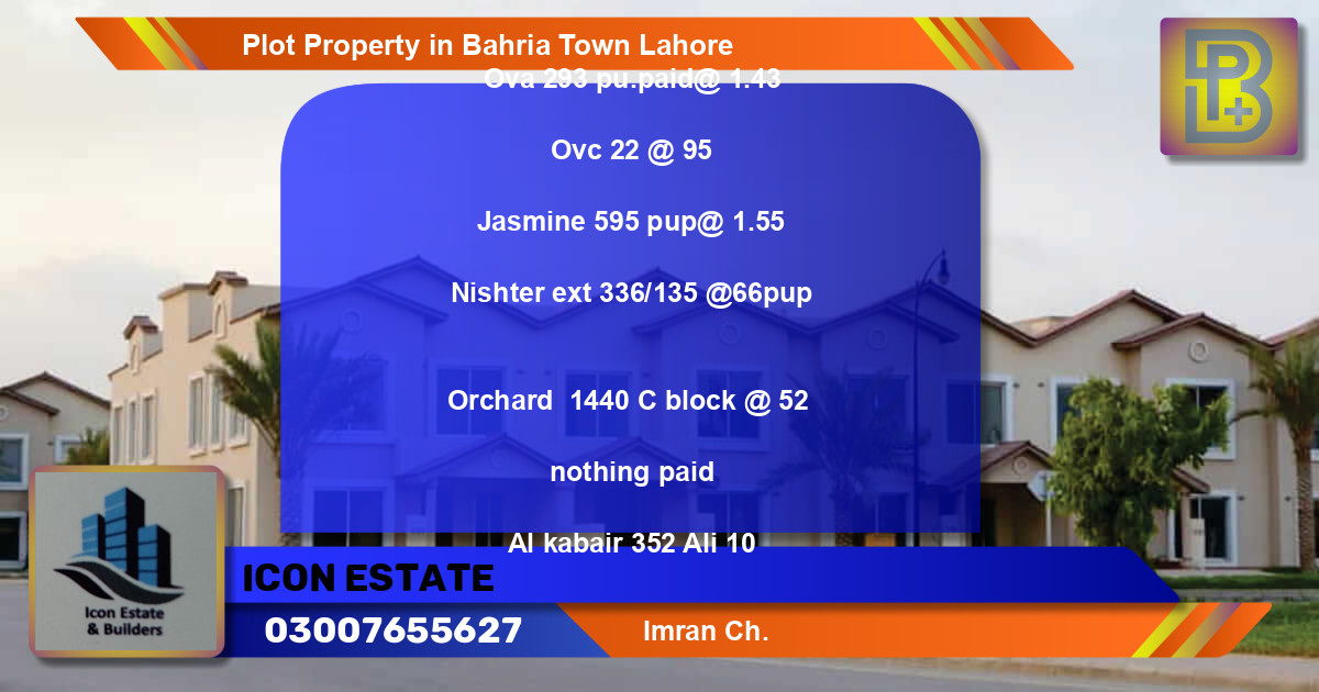 Residential Plot for Sale in Bahria Town, Lahore - (BP-67371)