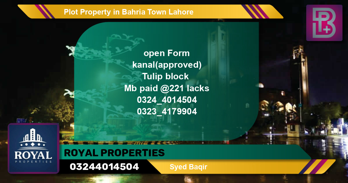Residential Plot for Sale in Bahria Town, Lahore - (BP-67375)