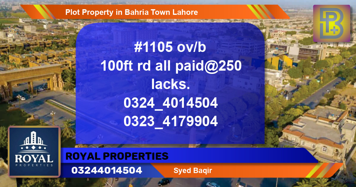 Residential Plot for Sale in Bahria Town, Lahore - (BP-67376)