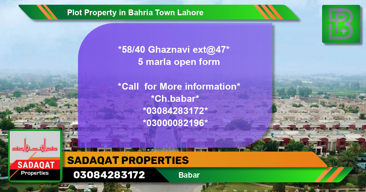 Residential Plot for Sale in Bahria Town, Lahore - (BP-67420)