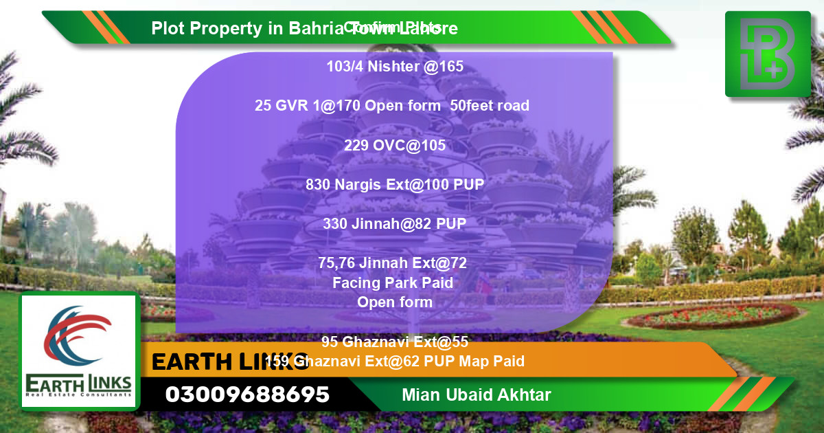 Residential Plot for Sale in Bahria Town, Lahore - (BP-67428)
