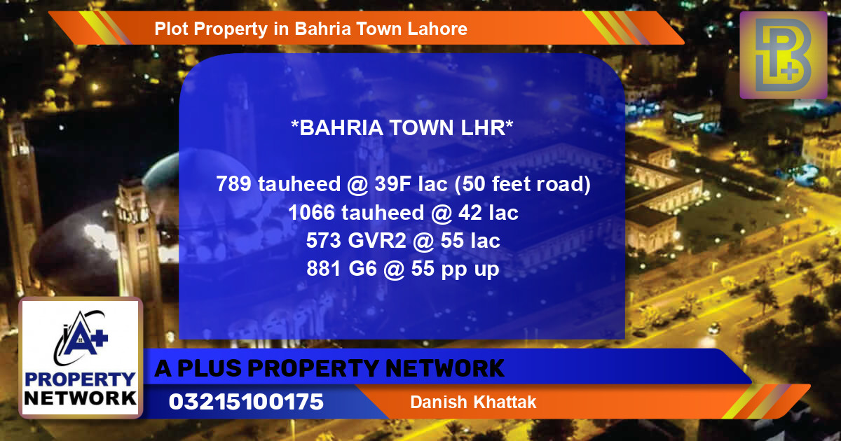 Residential Plot for Sale in Bahria Town, Lahore - (BP-67434)