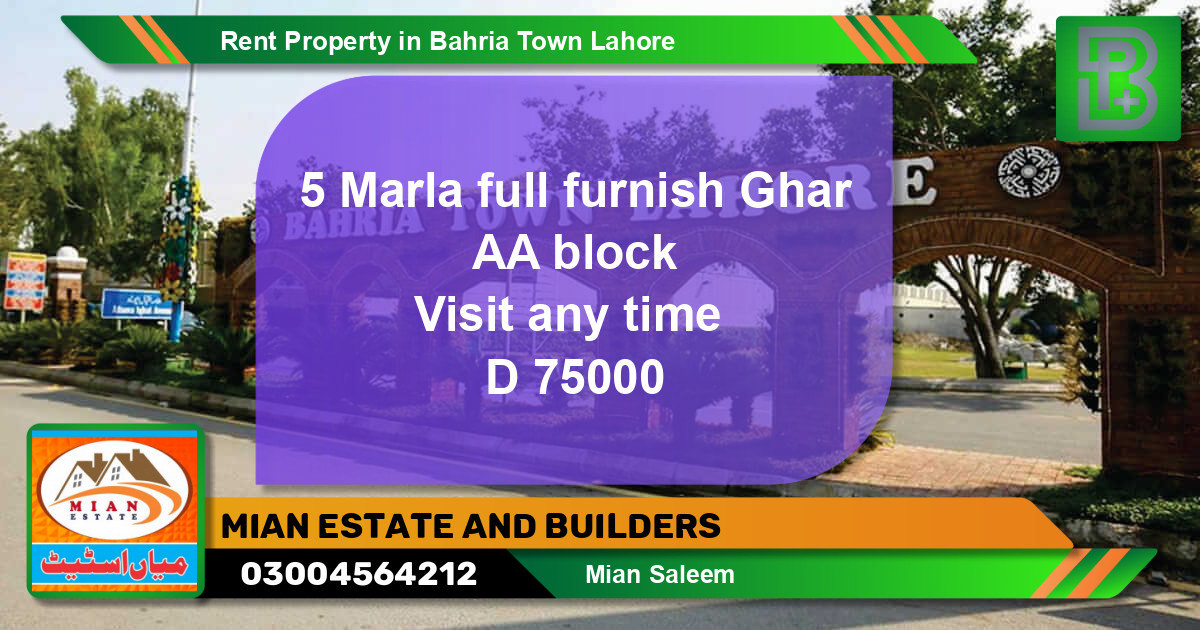 Residential Property for Rent in Bahria Town, Lahore - (BP-67446)