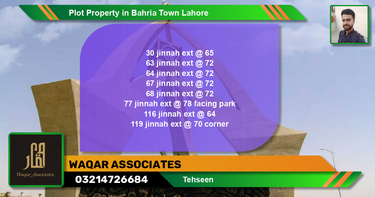 Residential Plot for Sale in Bahria Town, Lahore - (BP-67460)