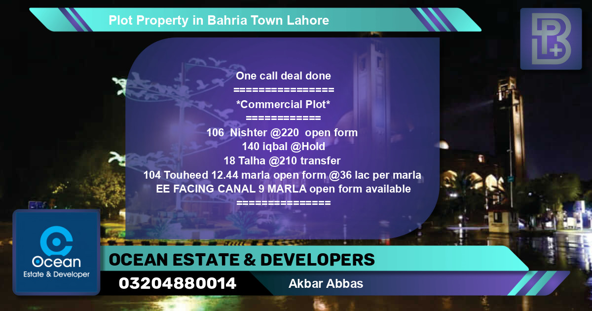 Commercial Plot for Sale in Bahria Town, Lahore - (BP-67461)