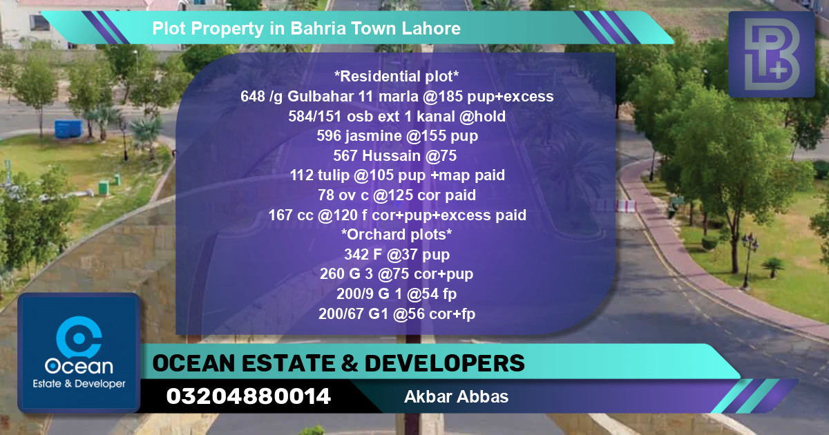Residential Plot for Sale in Bahria Town, Lahore - (BP-67462)