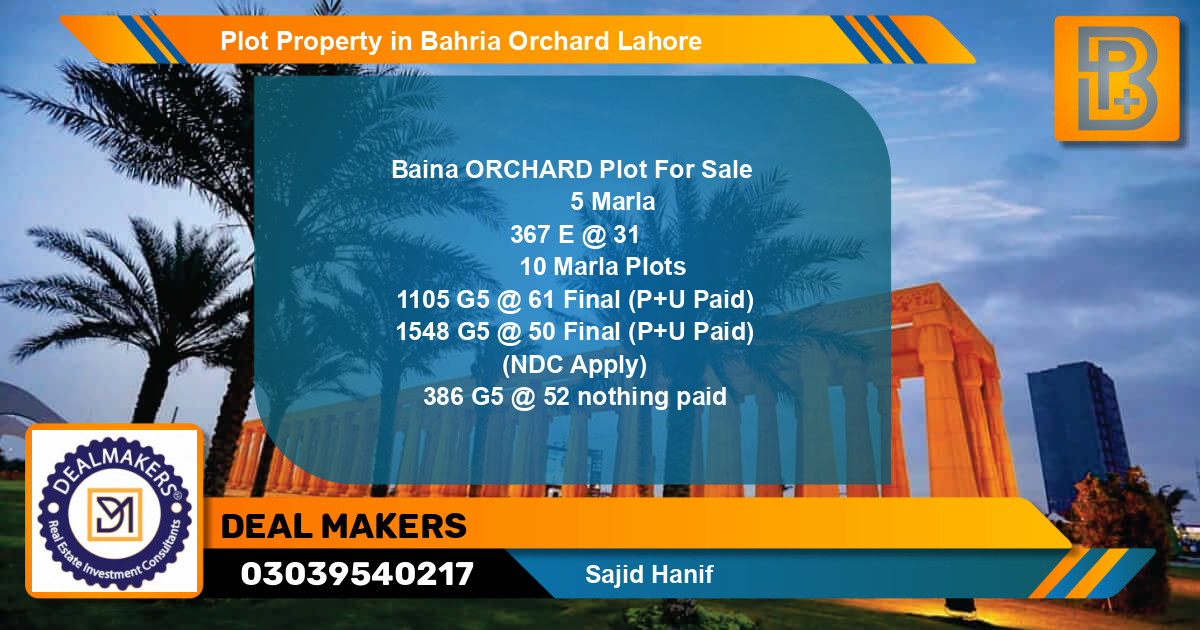 Residential Plot for Sale in Bahria Orchard, Lahore - (BP-67512)