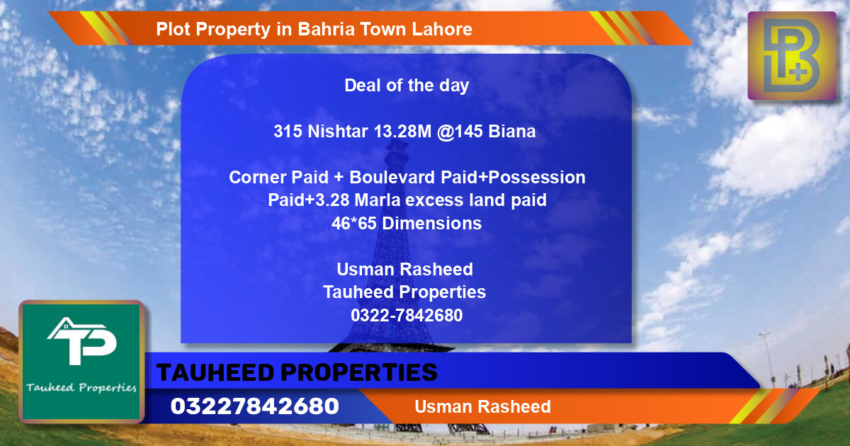 Residential Plot for Sale in Bahria Town, Lahore - (BP-67522)