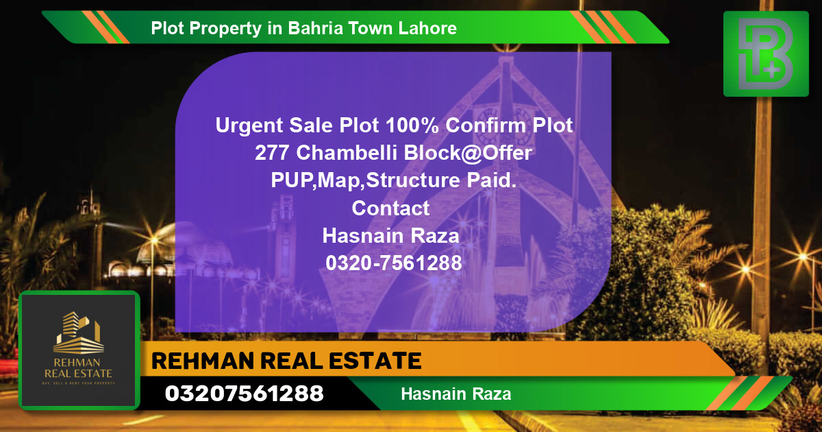 Residential Plot for Sale in Bahria Town, Lahore - (BP-67546)