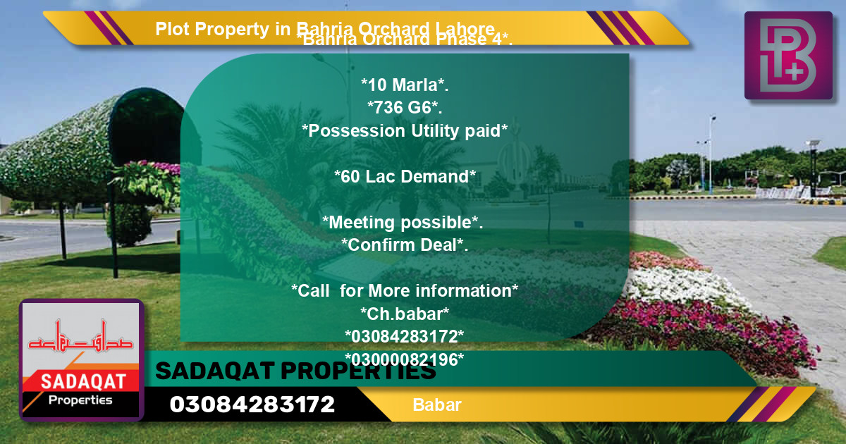 Residential Plot for Sale in Bahria Orchard, Lahore - (BP-67552)