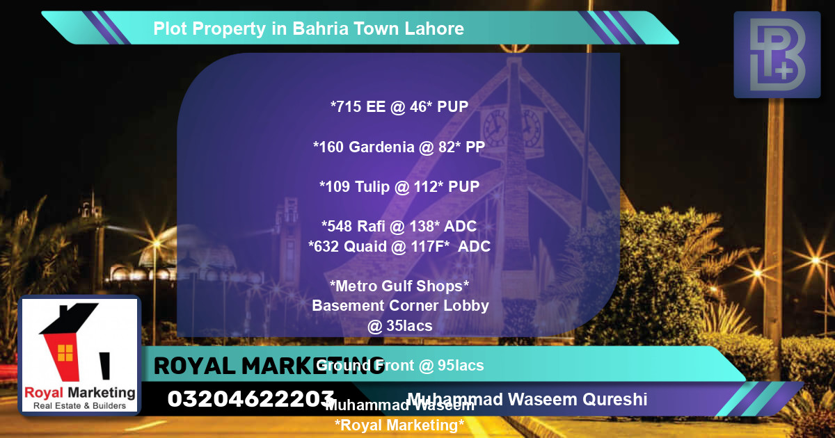 Residential Plot for Sale in Bahria Town, Lahore - (BP-67562)