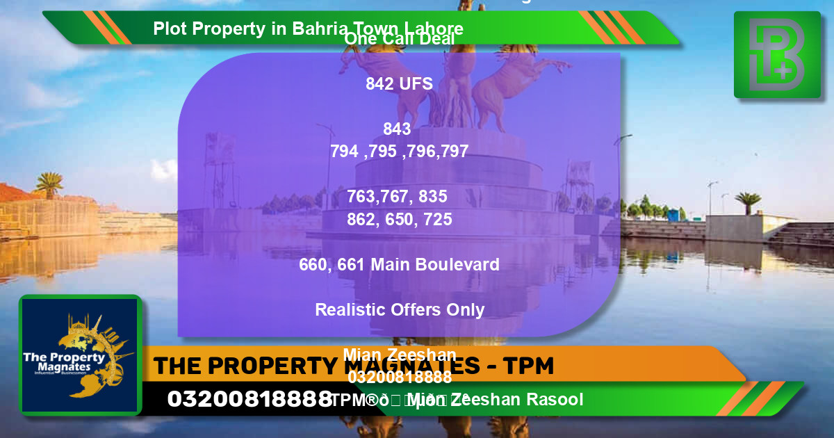 Residential Plot for Sale in Bahria Town, Lahore - (BP-67570)