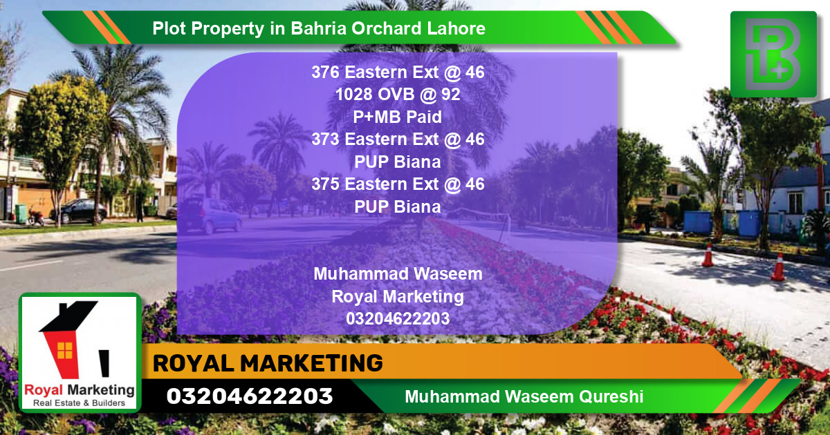 Residential Plot for Sale in Bahria Orchard, Lahore - (BP-67583)