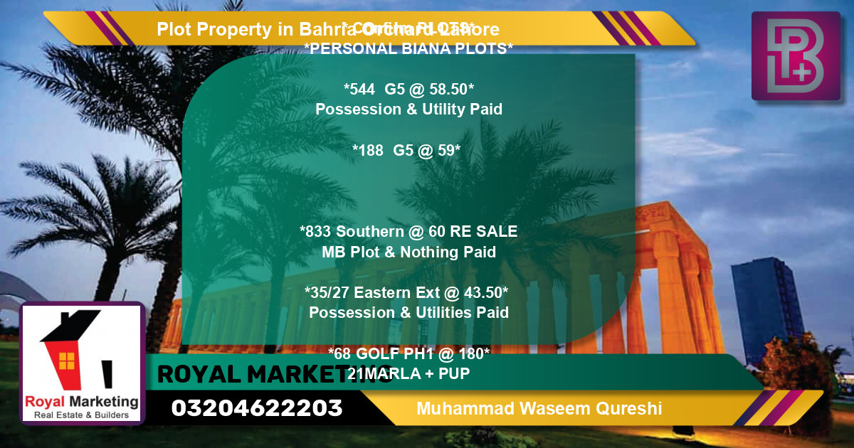 Residential Plot for Sale in Bahria Orchard, Lahore - (BP-67586)