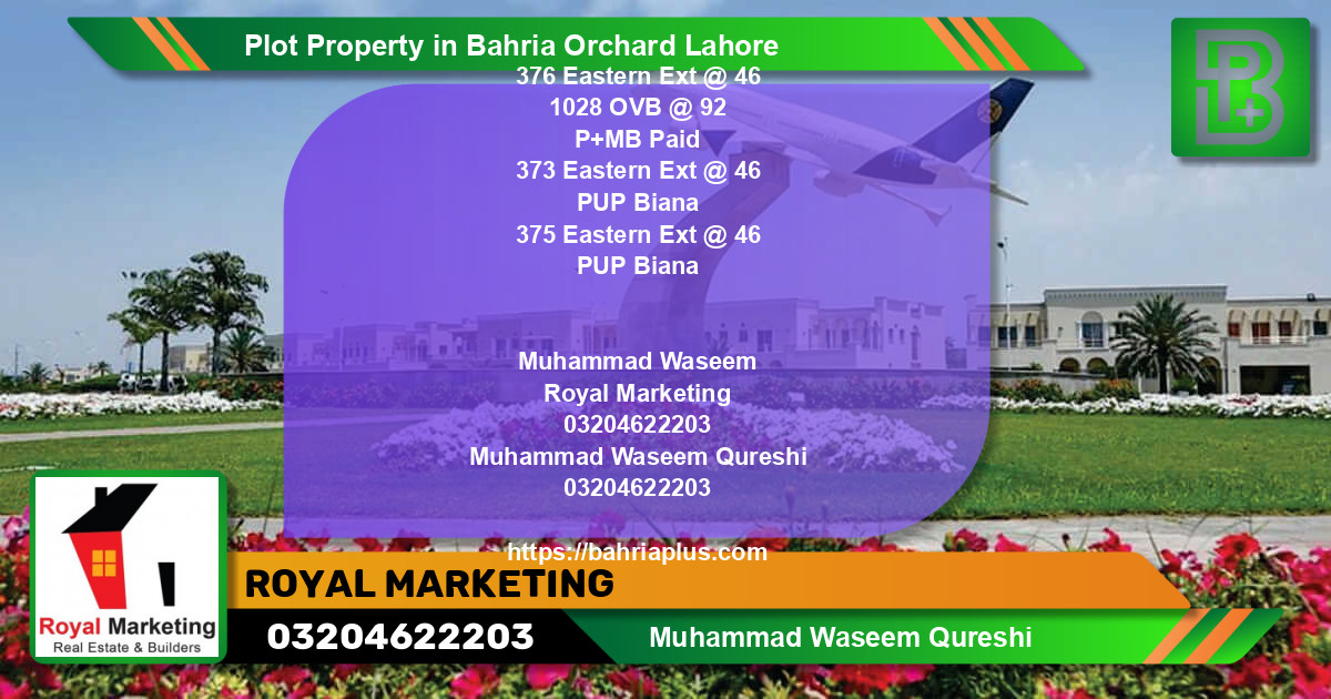 Residential Plot for Sale in Bahria Orchard, Lahore - (BP-67600)