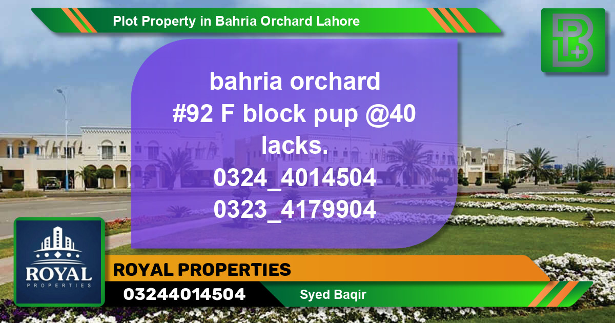 Residential Plot for Sale in Bahria Orchard, Lahore - (BP-67625)