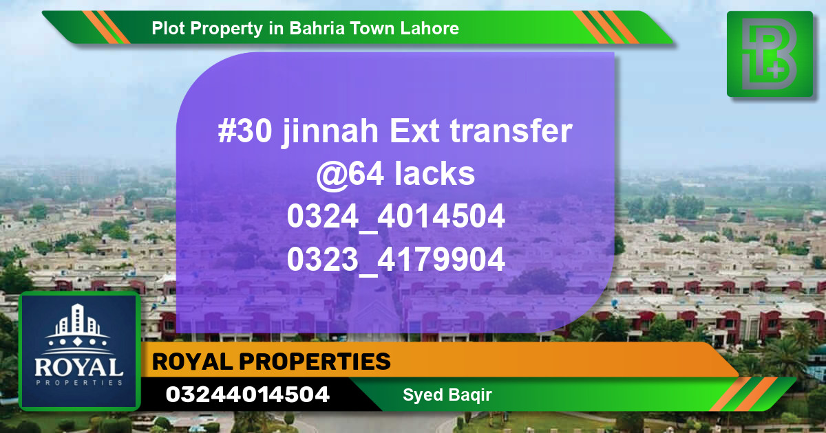 Residential Plot for Sale in Bahria Town, Lahore - (BP-67628)