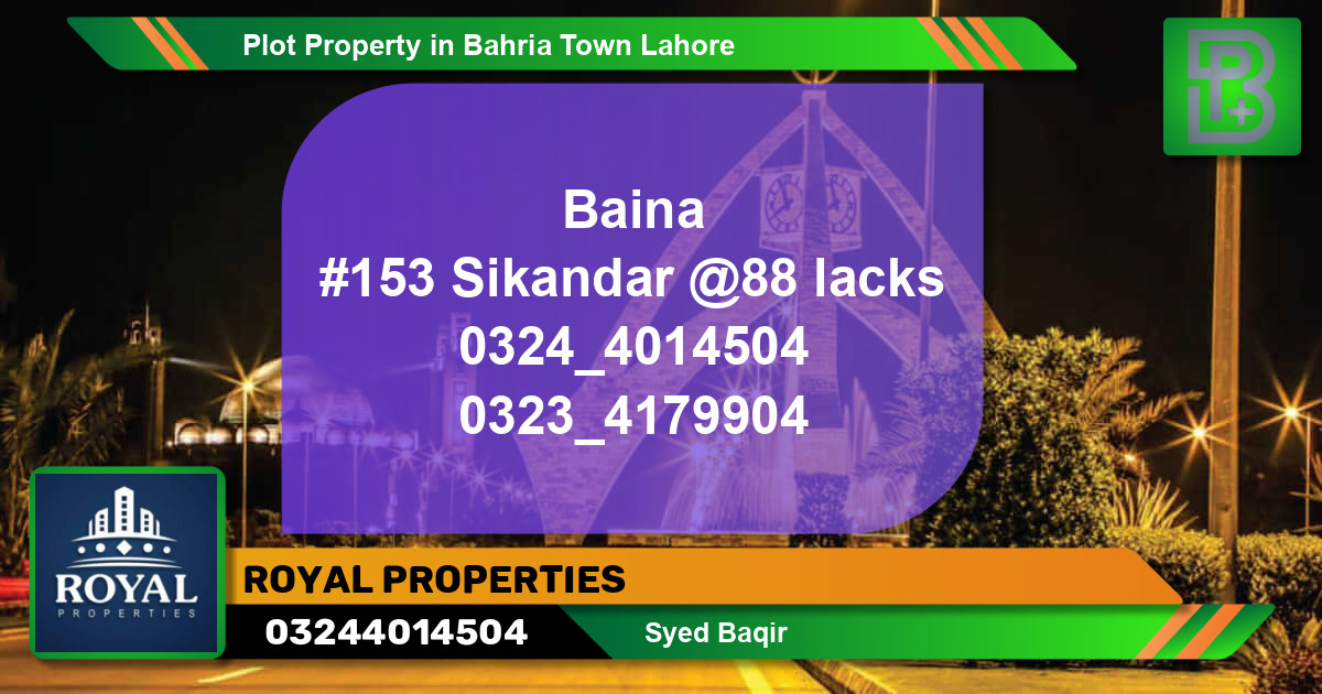 Residential Plot for Sale in Bahria Town, Lahore - (BP-67629)