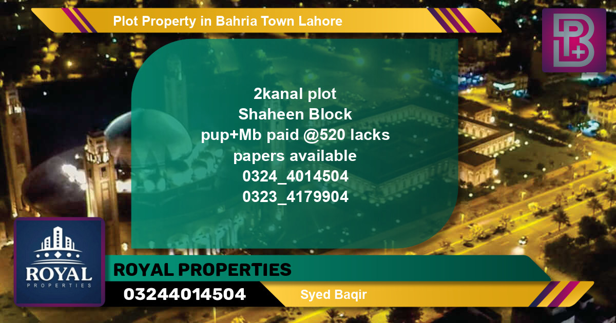 Residential Plot for Sale in Bahria Town, Lahore - (BP-67631)