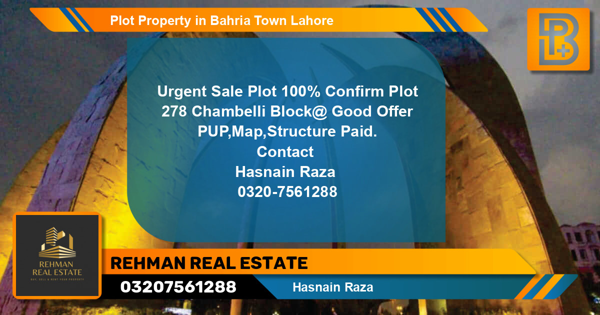 Residential Plot for Sale in Bahria Town, Lahore - (BP-67638)