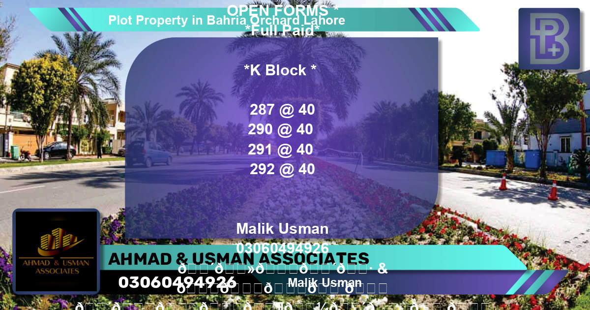 Residential Plot for Sale in Bahria Orchard, Lahore - (BP-67641)