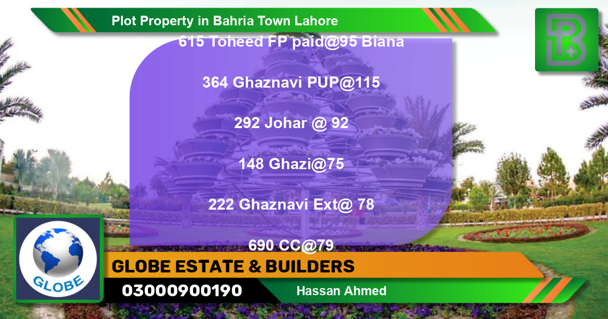 Residential Plot for Sale in Bahria Town, Lahore - (BP-67642)