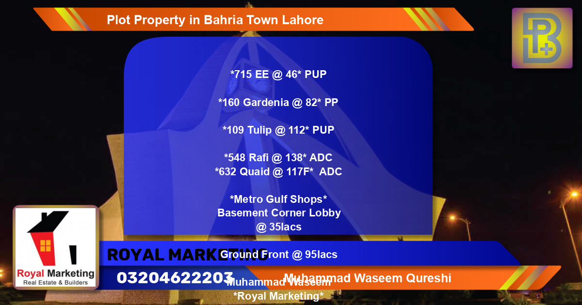 Residential Plot for Sale in Bahria Town, Lahore - (BP-67743)