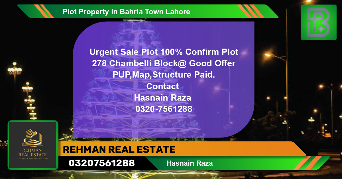 Residential Plot for Sale in Bahria Town, Lahore - (BP-67779)