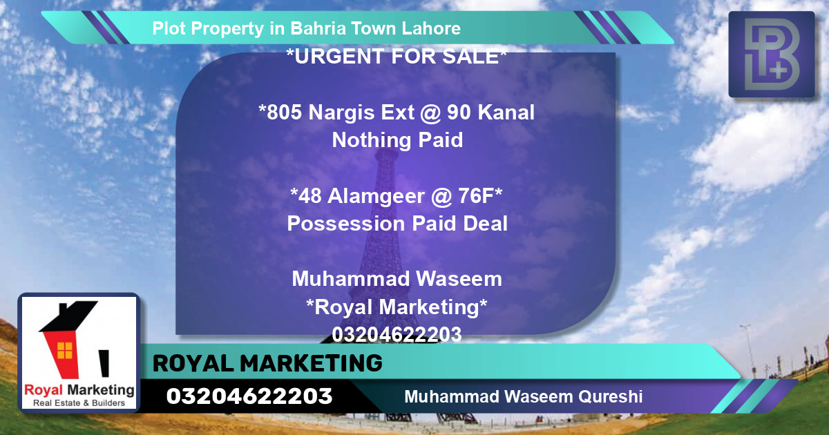 Residential Plot for Sale in Bahria Town, Lahore - (BP-67795)
