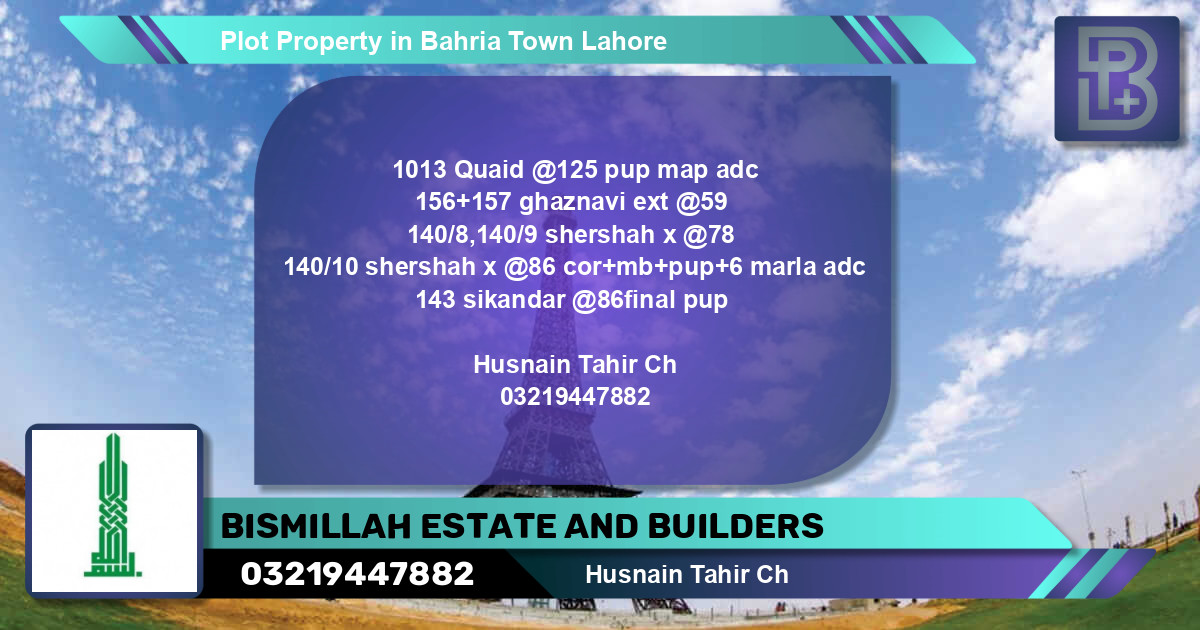 Residential Plot for Sale in Bahria Town, Lahore - (BP-67801)