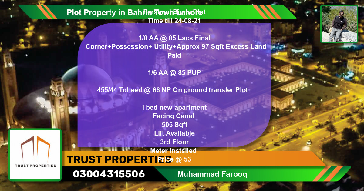 Residential Plot for Sale in Bahria Town, Lahore - (BP-67812)