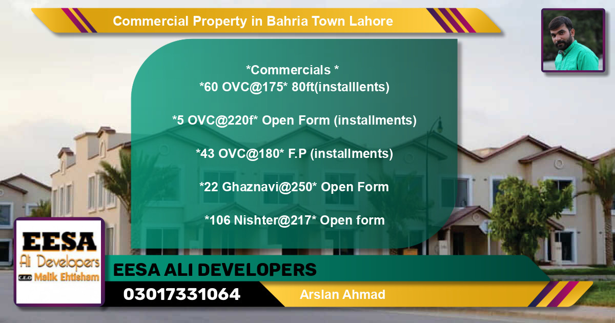 Commercial Property for Sale in Bahria Town, Lahore - (BP-67821)