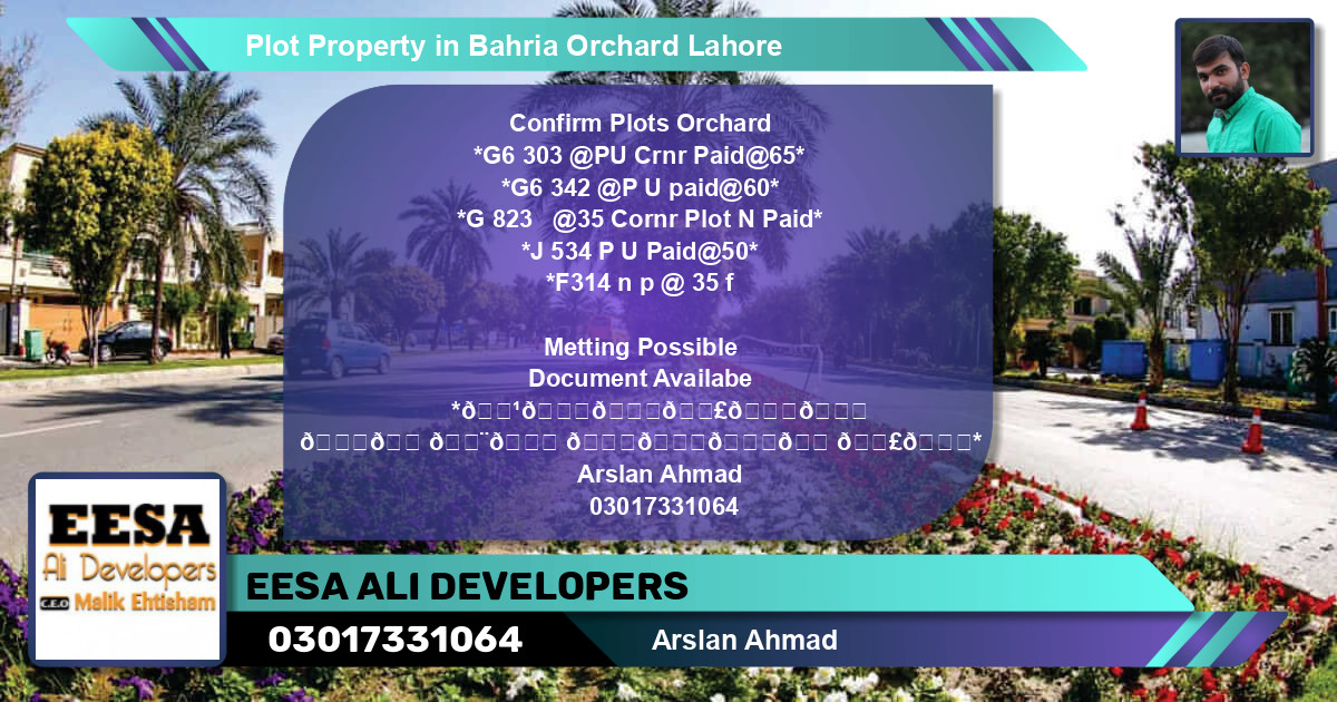 Residential Plot for Sale in Phase 4 - G6 Block -  Bahria Orchard, Lahore - (BP-67840)