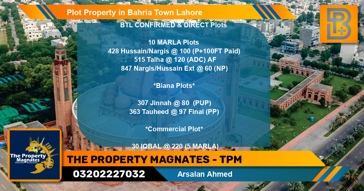 Commercial Plot for Sale in Bahria Town, Lahore - (BP-67845)