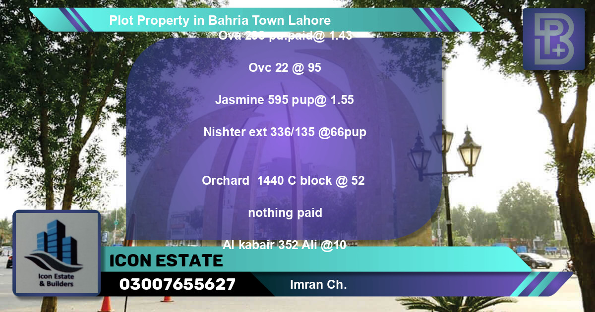 Residential Plot for Sale in Bahria Town, Lahore - (BP-67855)