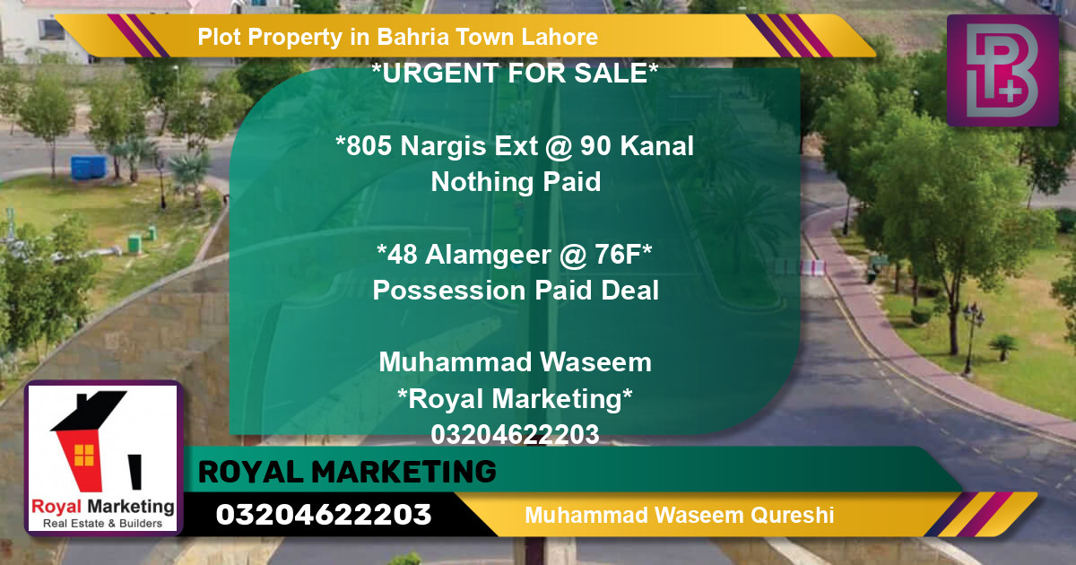 Residential Plot for Sale in Bahria Town, Lahore - (BP-67860)