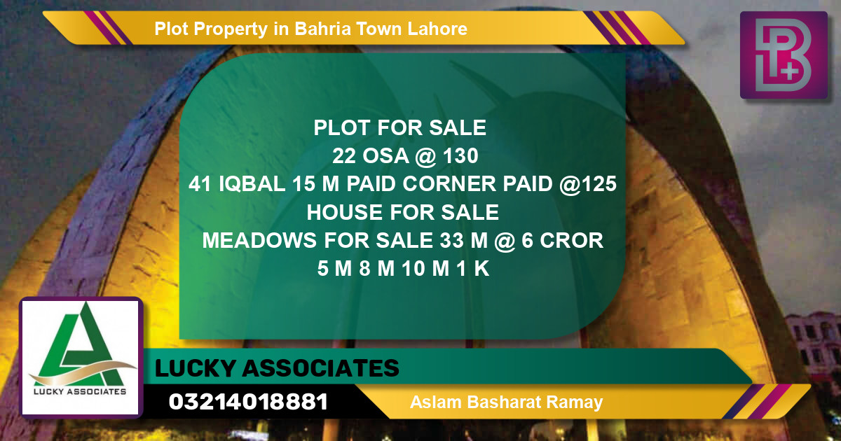 Residential Plot for Sale in Bahria Town, Lahore - (BP-67876)