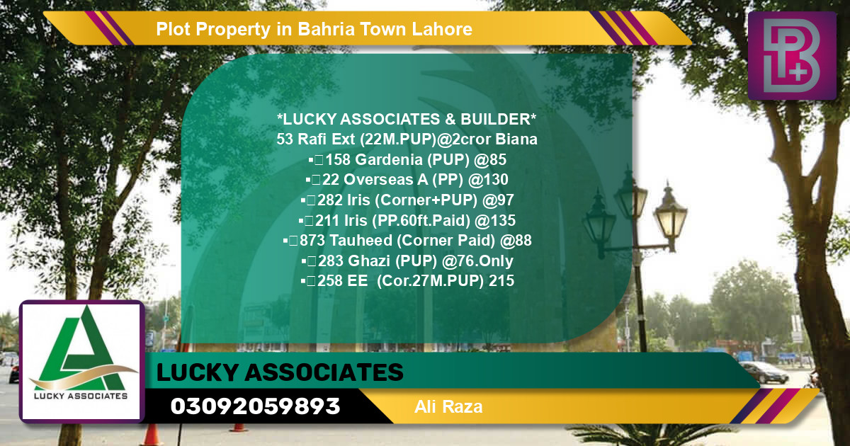 Residential Plot for Sale in Bahria Town, Lahore - (BP-67877)