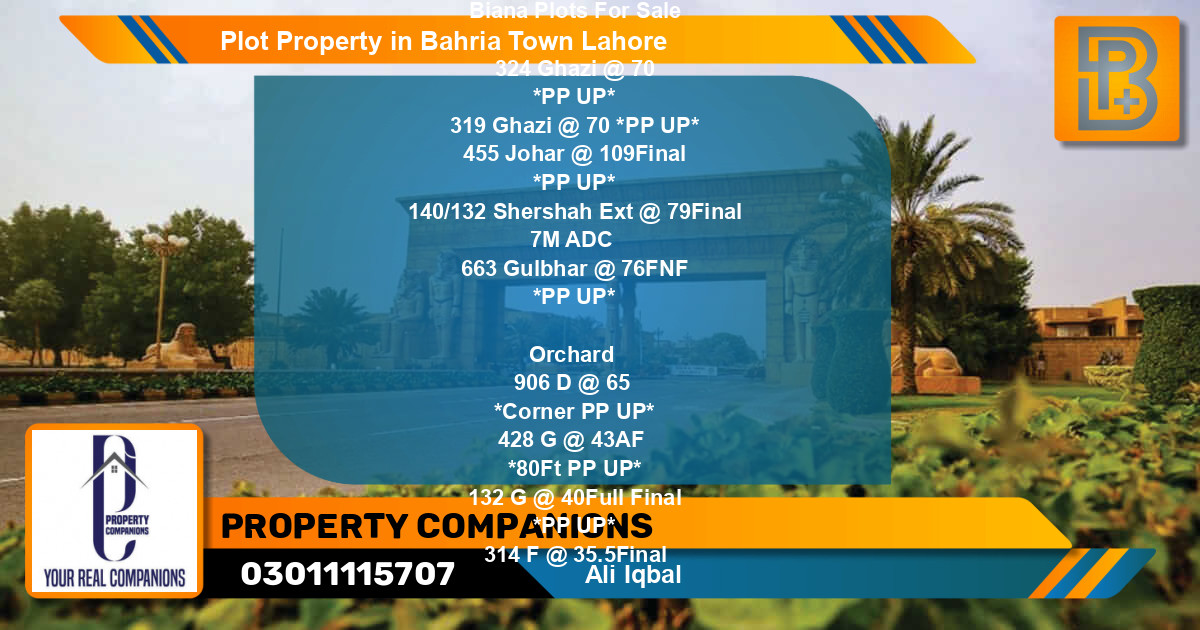Residential Plot for Sale in Bahria Town, Lahore - (BP-67883)