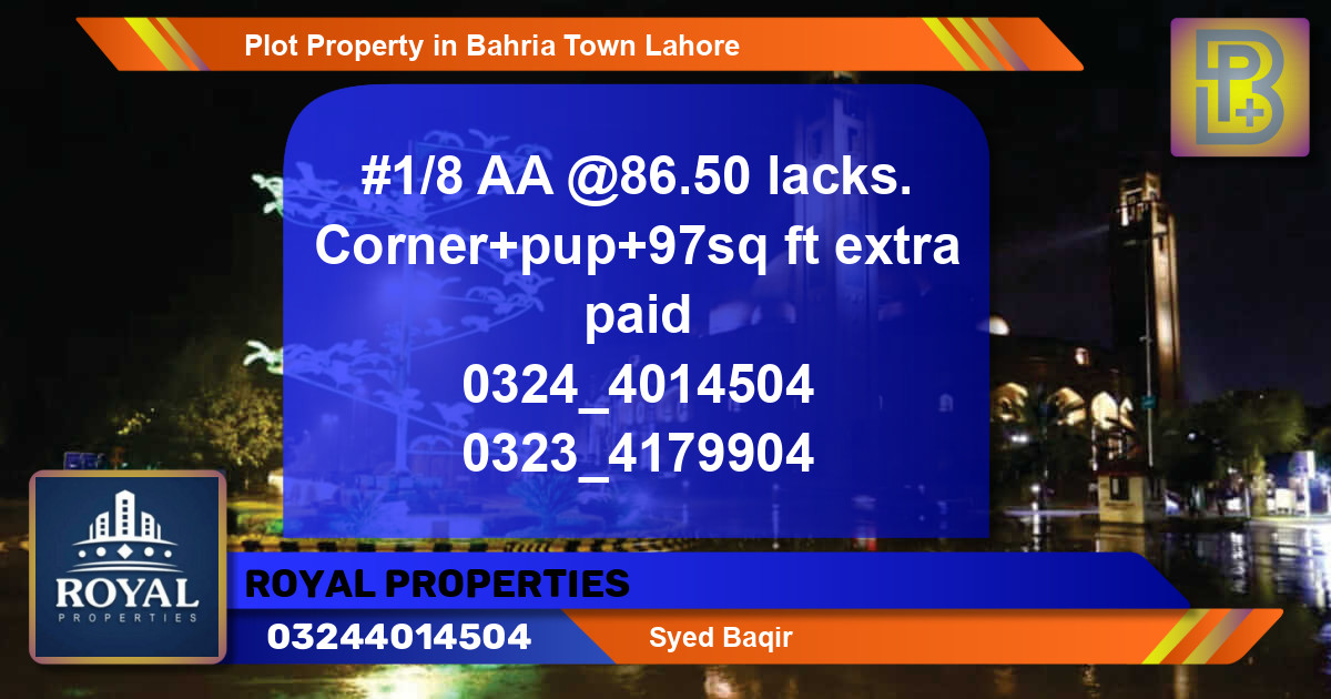 Residential Plot for Sale in Bahria Town, Lahore - (BP-67884)