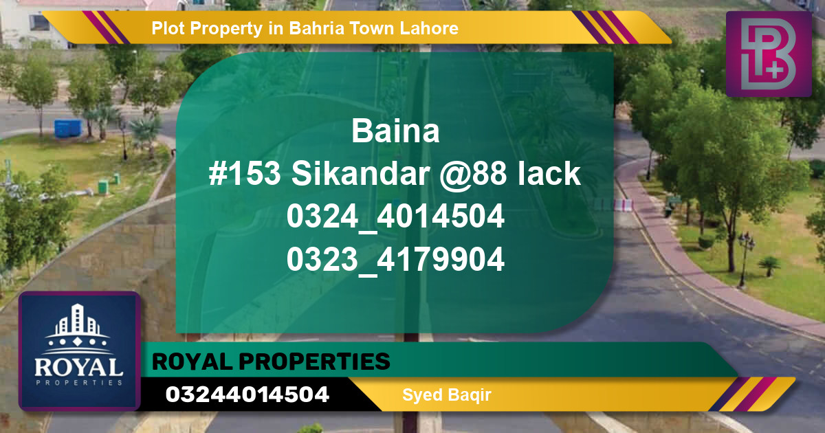 Residential Plot for Sale in Bahria Town, Lahore - (BP-67892)