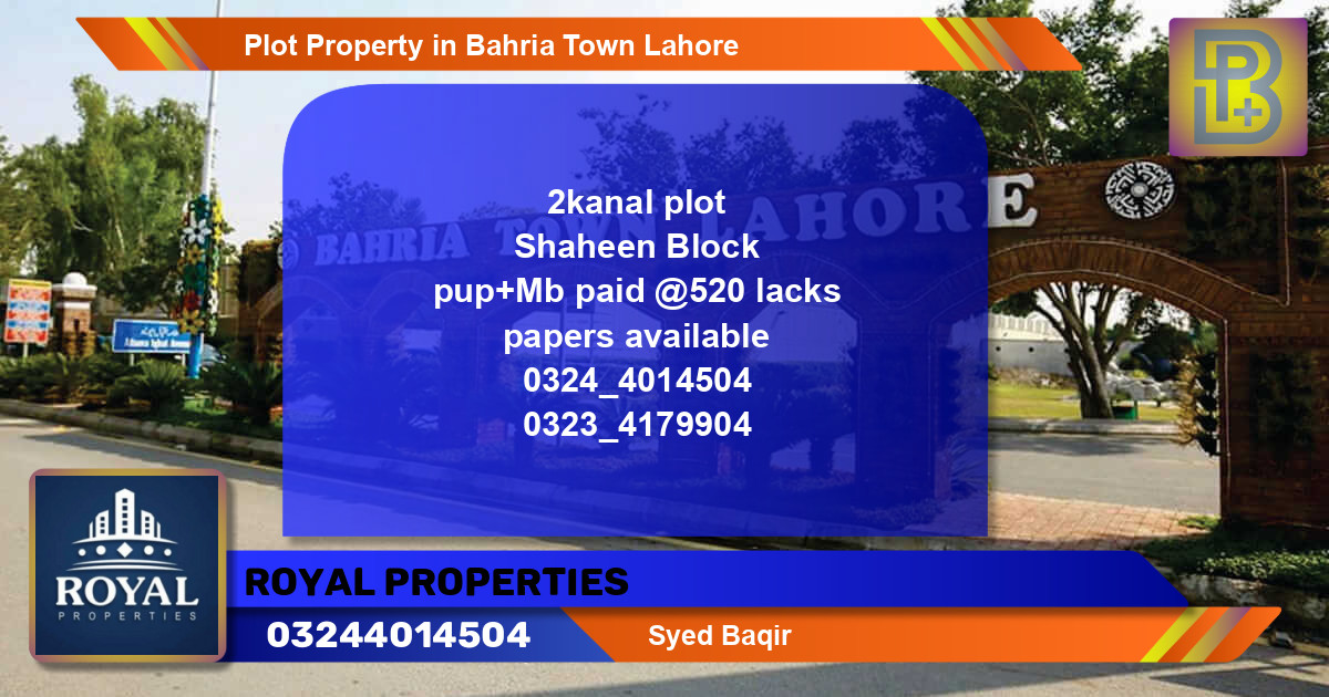 Residential Plot for Sale in Bahria Town, Lahore - (BP-67896)