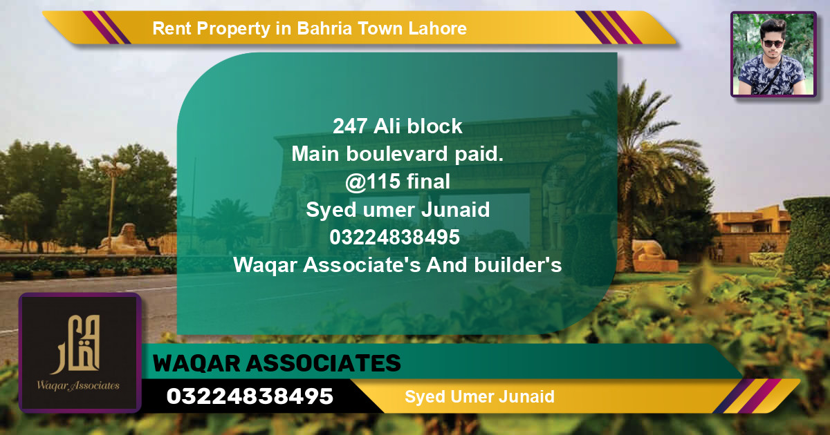Residential Property for Rent in Bahria Town, Lahore - (BP-67900)