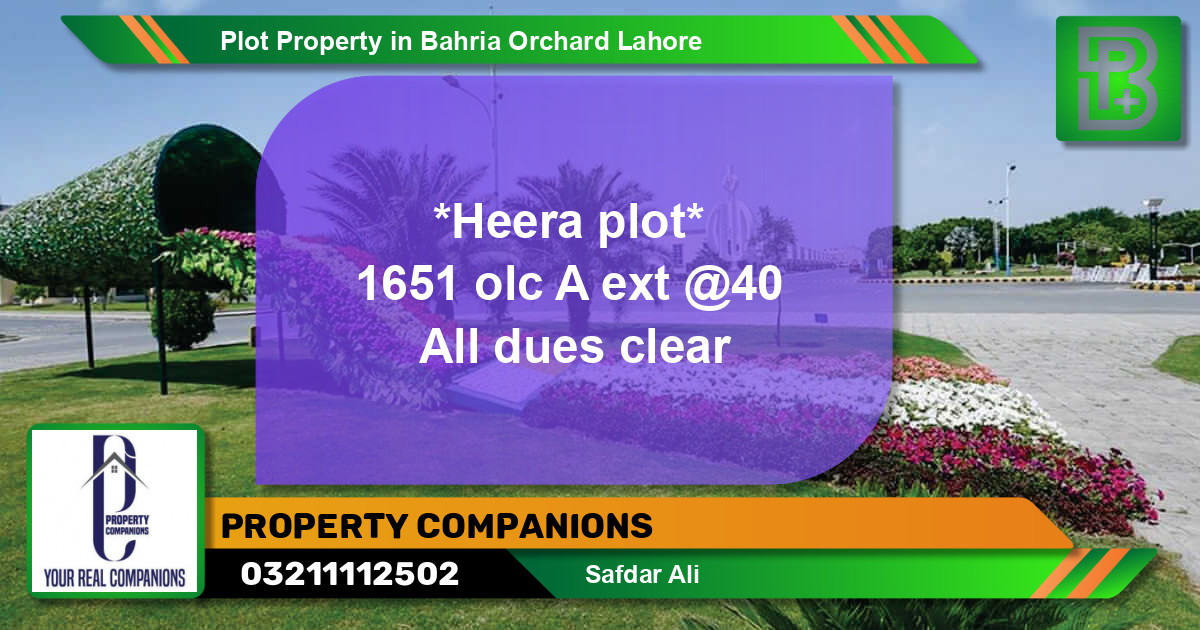 Residential Plot for Sale in Bahria Orchard, Lahore - (BP-67903)