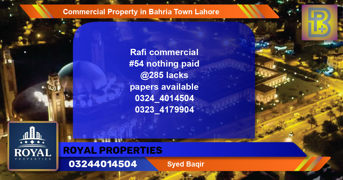 Commercial Property for Sale in Bahria Town, Lahore - (BP-67908)