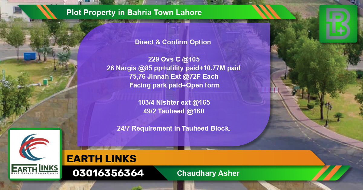 Residential Plot for Sale in Bahria Town, Lahore - (BP-67935)