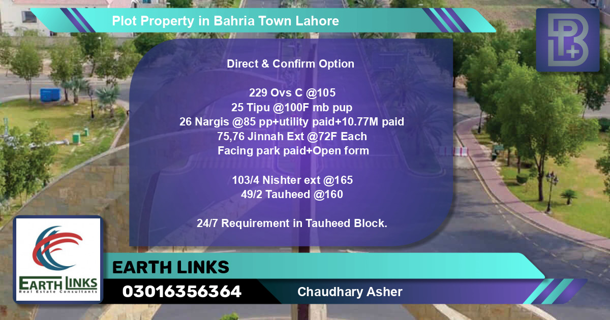 Residential Plot for Sale in Bahria Town, Lahore - (BP-67938)
