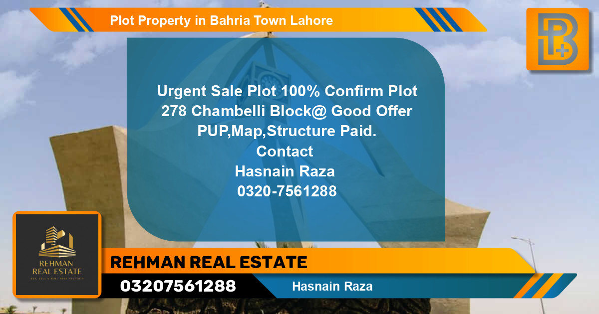 Residential Plot for Sale in Bahria Town, Lahore - (BP-67972)